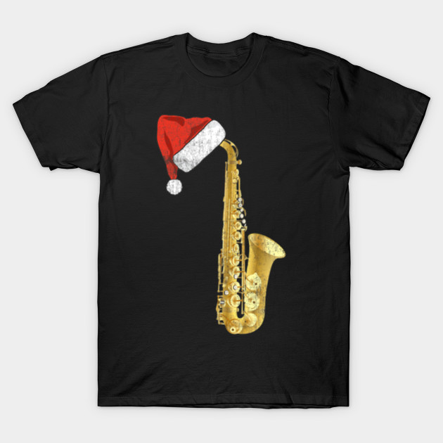 Christmas Saxophone Santa Hat Sax Player Gift Holiday Music TShirt